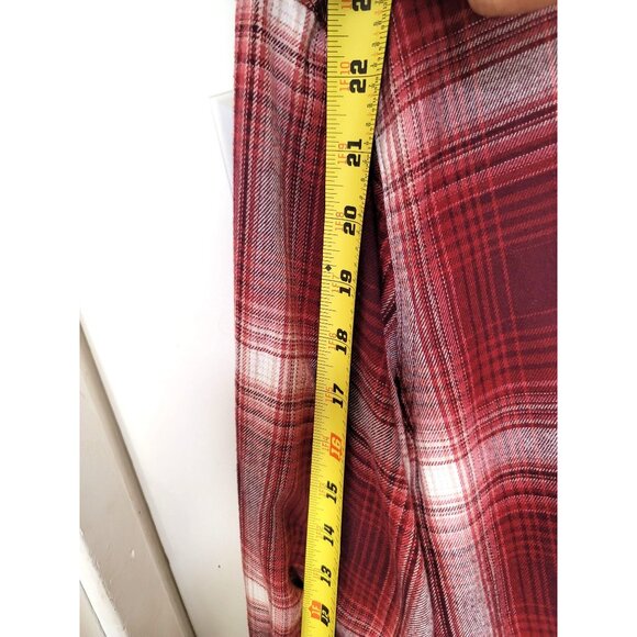 JACHS Girlfriend Red & White Plaid Button-Up Long Sleeve Shirt With pockets - Picture 8 of 12